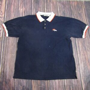 Vintage Denver Broncos Shirt Mens XL Blue NFL Football Polo 90s Embroidered Edge